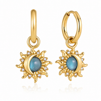 18K Celestial Blue Moon + Sun Earrings
