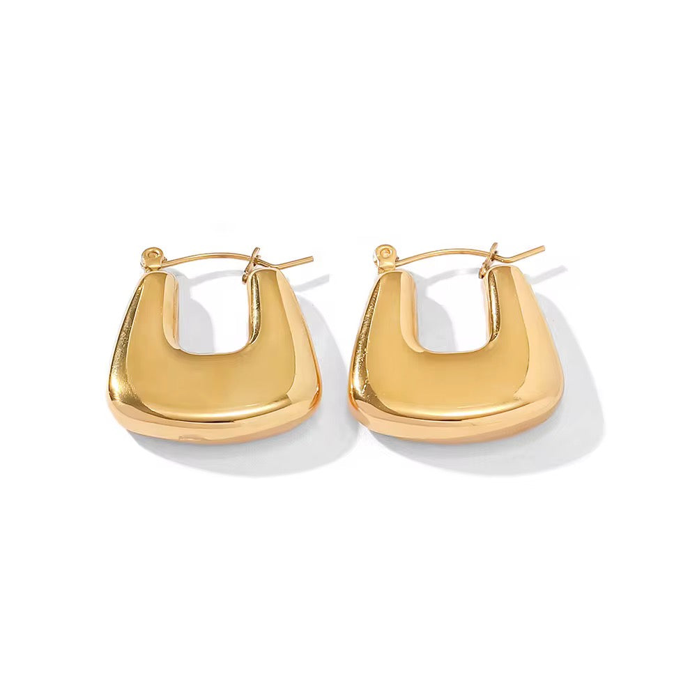 Hollow Irregular Square Hoops in 18K Gold-Plating