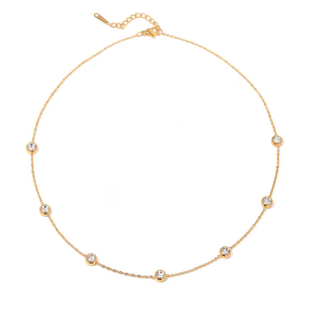 18K Dainty Round Bezel Necklace
