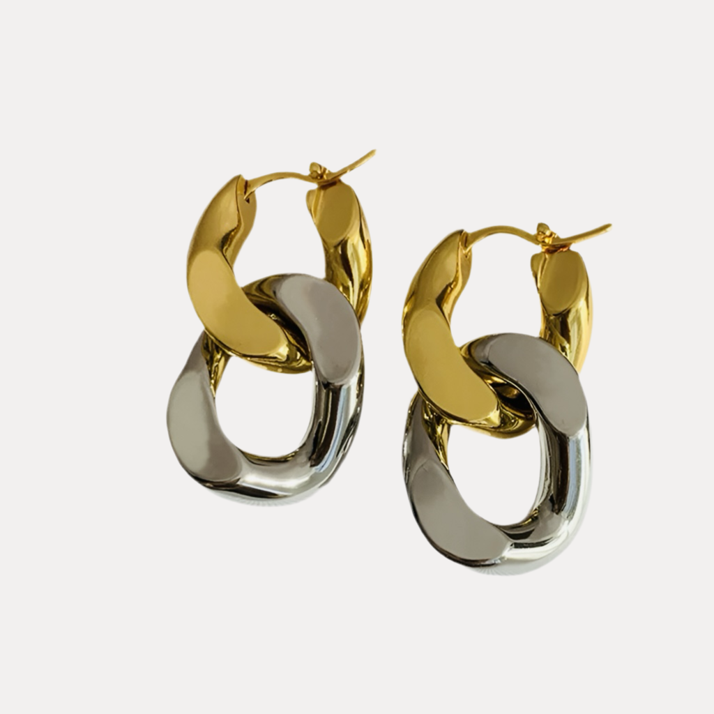 Link Chain Hoops in 18K Gold-Plating or Silver