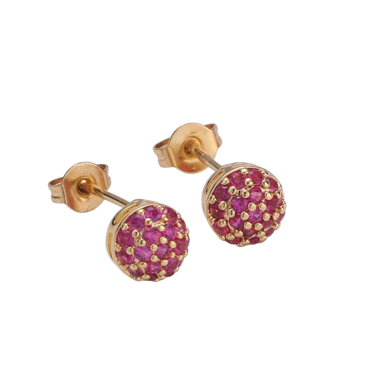 18K Ruby Dotted Ball Studs
