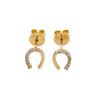 18K Horse Shoe CZ Mini Studs