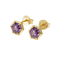 Amethyst Vermeil Studs in 18K with Cubic Zirconia