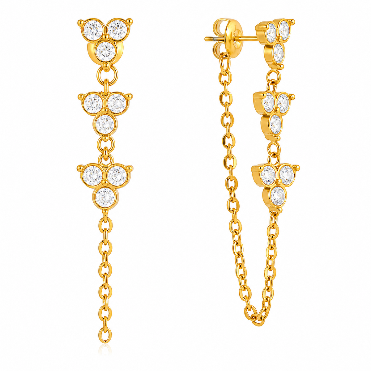 18K Dainty Clover Loop Earrings