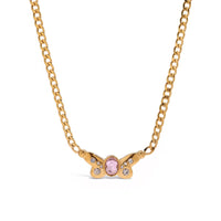 18K Pink Tourmaline Statement Butterfly Necklace