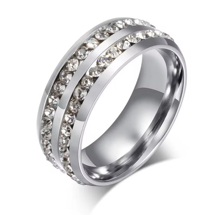 Silver Double CZ Lined Ring
