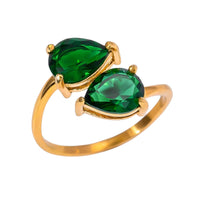 18K Two Teardop Ring