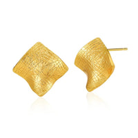 18K Square Crease Stud Earrings