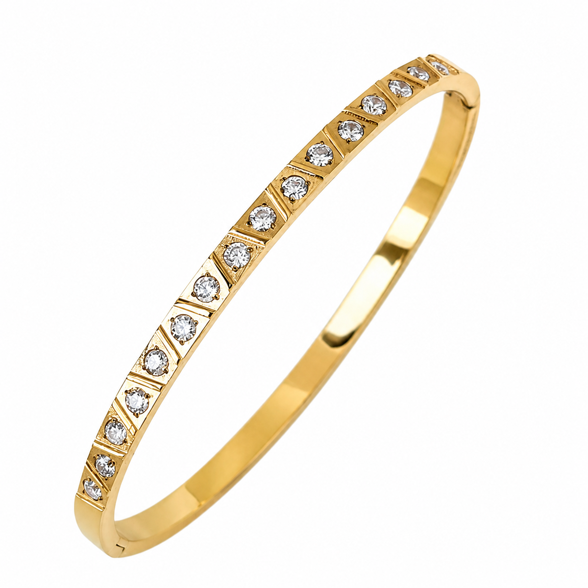 18K Thin Trapezoid Pattern Bangle