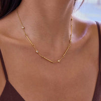 18K Dainty Bar CZ Necklace