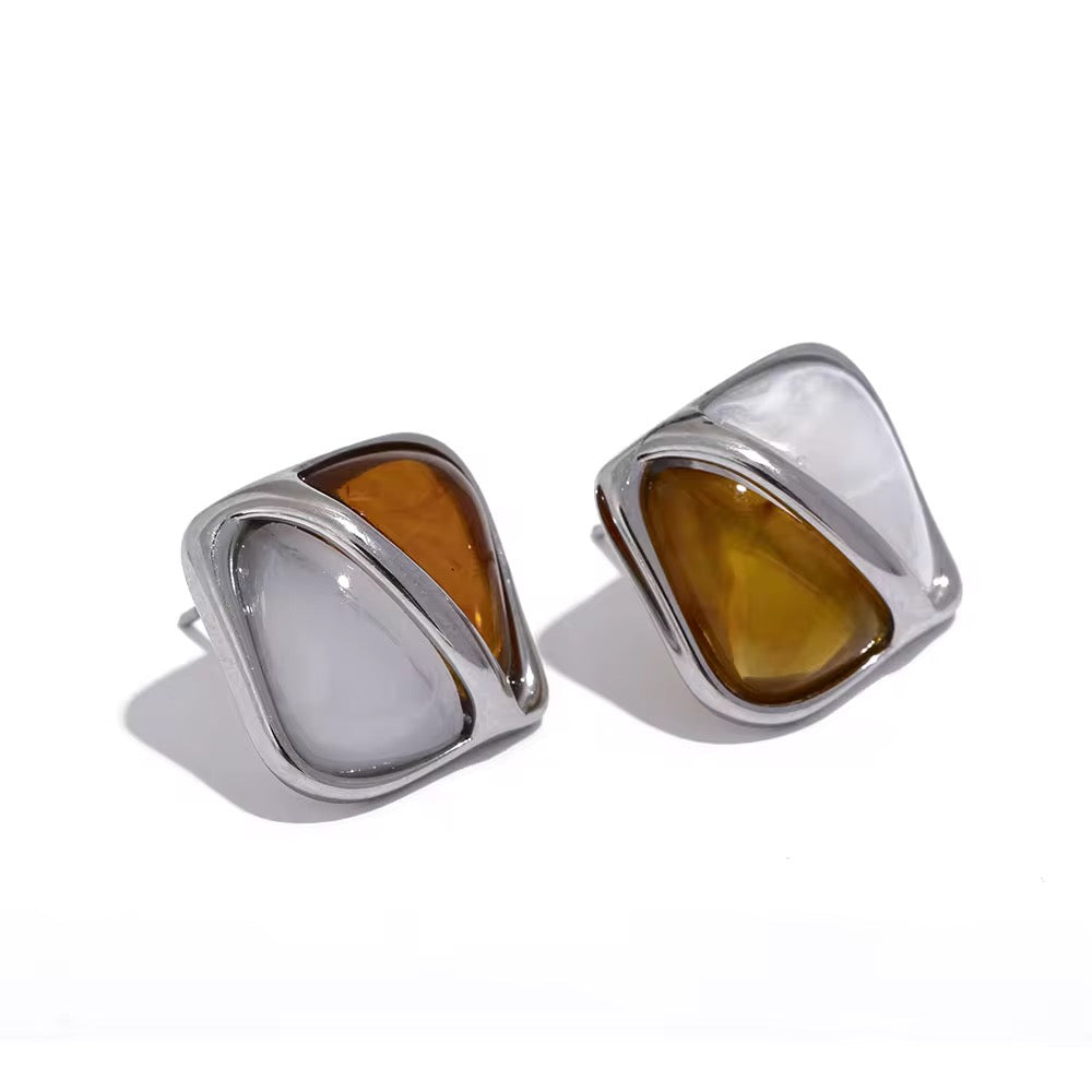 Silver Split Square Resin Studs