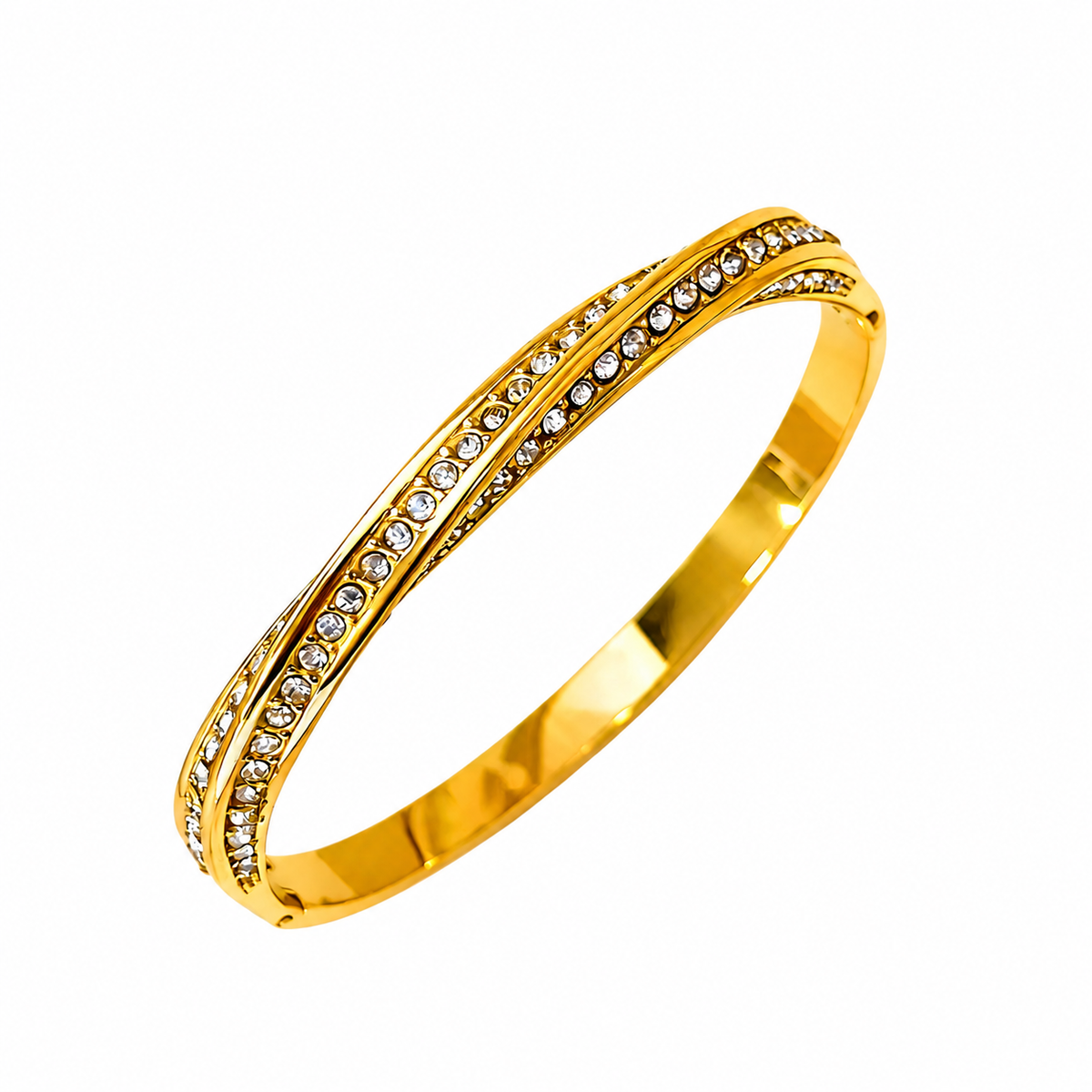 18K Swirl Studded Bangle
