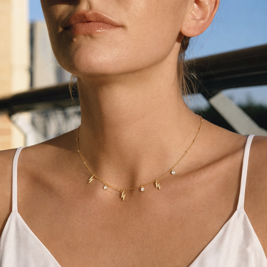 18K Dainty Thunder Charm Necklace