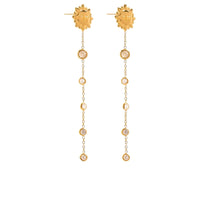 18K Sunburst CZ Drop Earrings