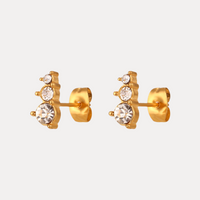 Triple Tiered Studs in 18K Gold-Plating with Cubic Zirconia