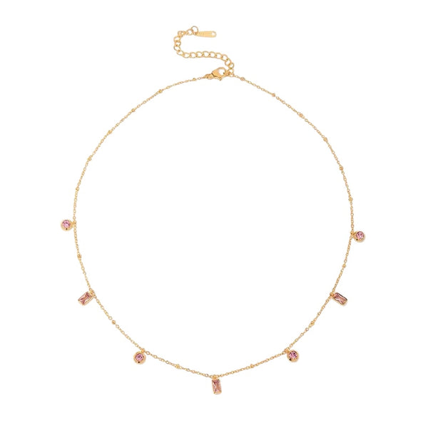 18K Pink Bezel Necklace