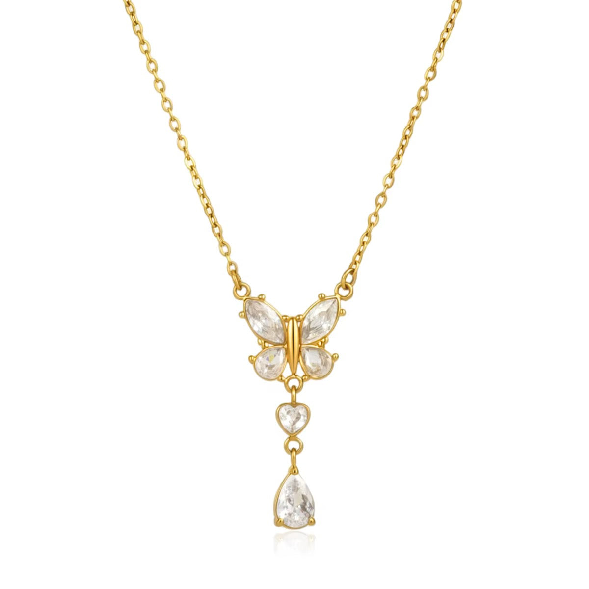 18K Dainty Butterfly Drop Necklace
