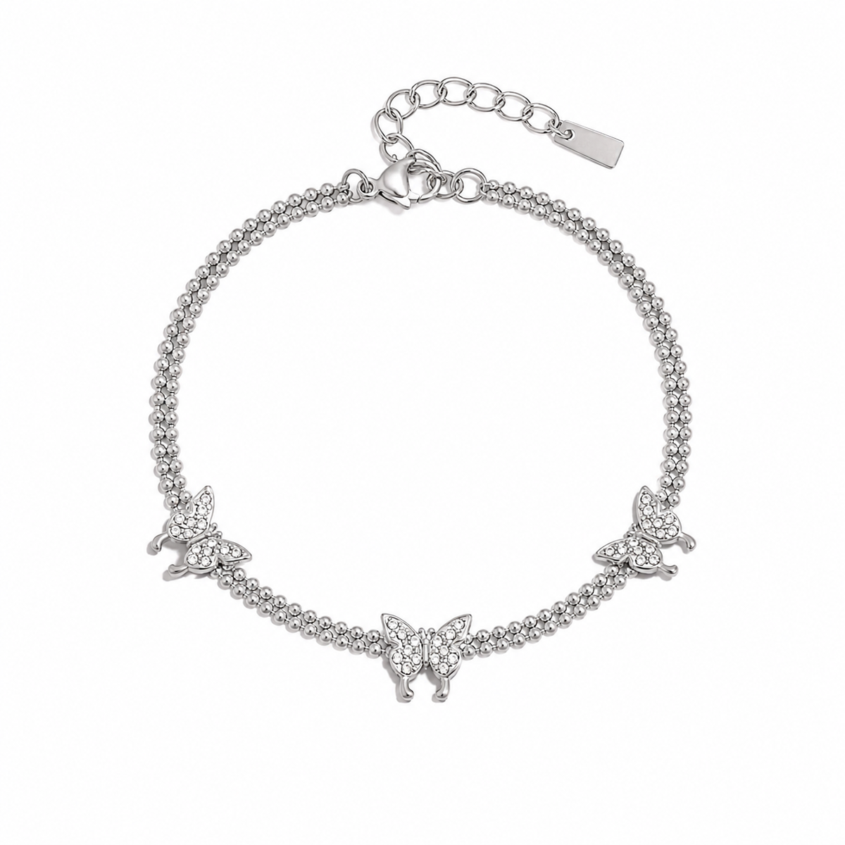 Silver Butterfly CZ Bracelet
