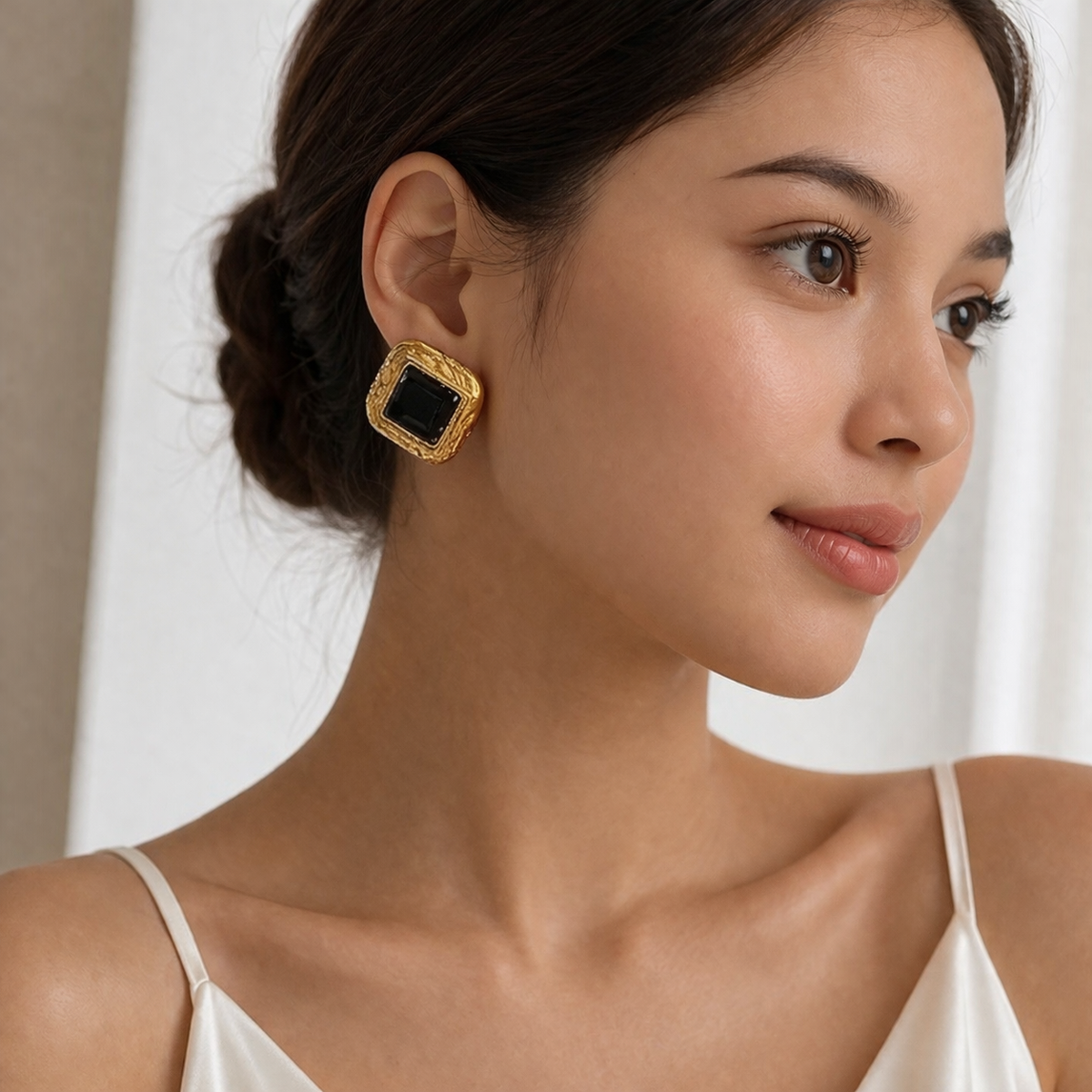 18K Bresa Black Statement Earrings