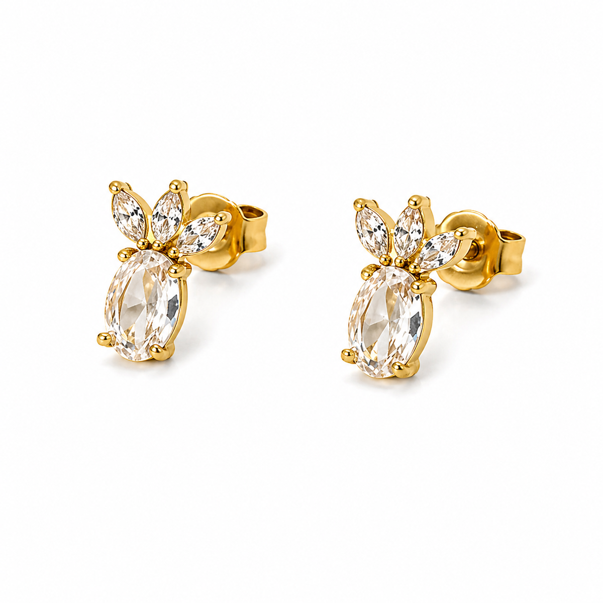 18K Pineapple CZ Studs