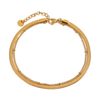 18K Layered Dainty Herringbone Bracelet