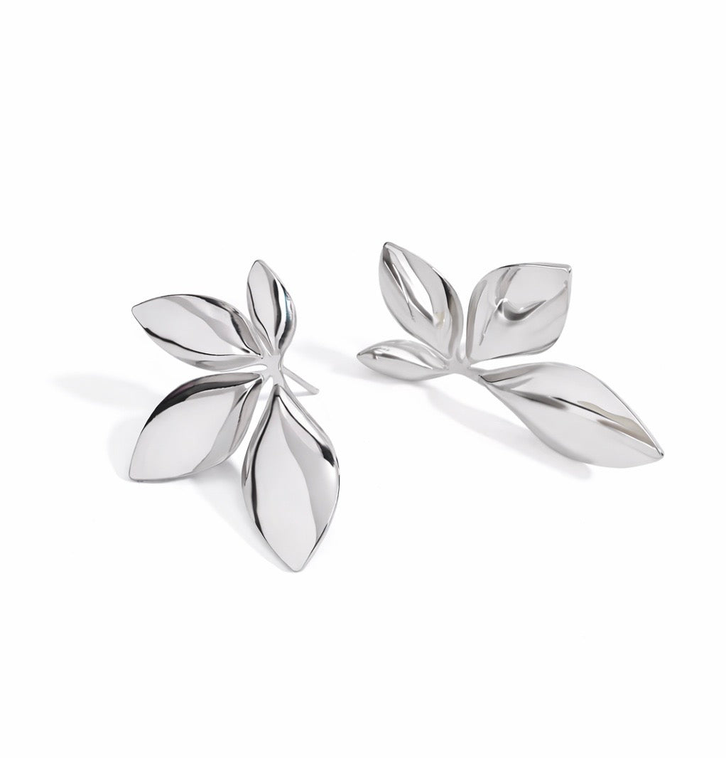 Silver Statement Leaf Studs