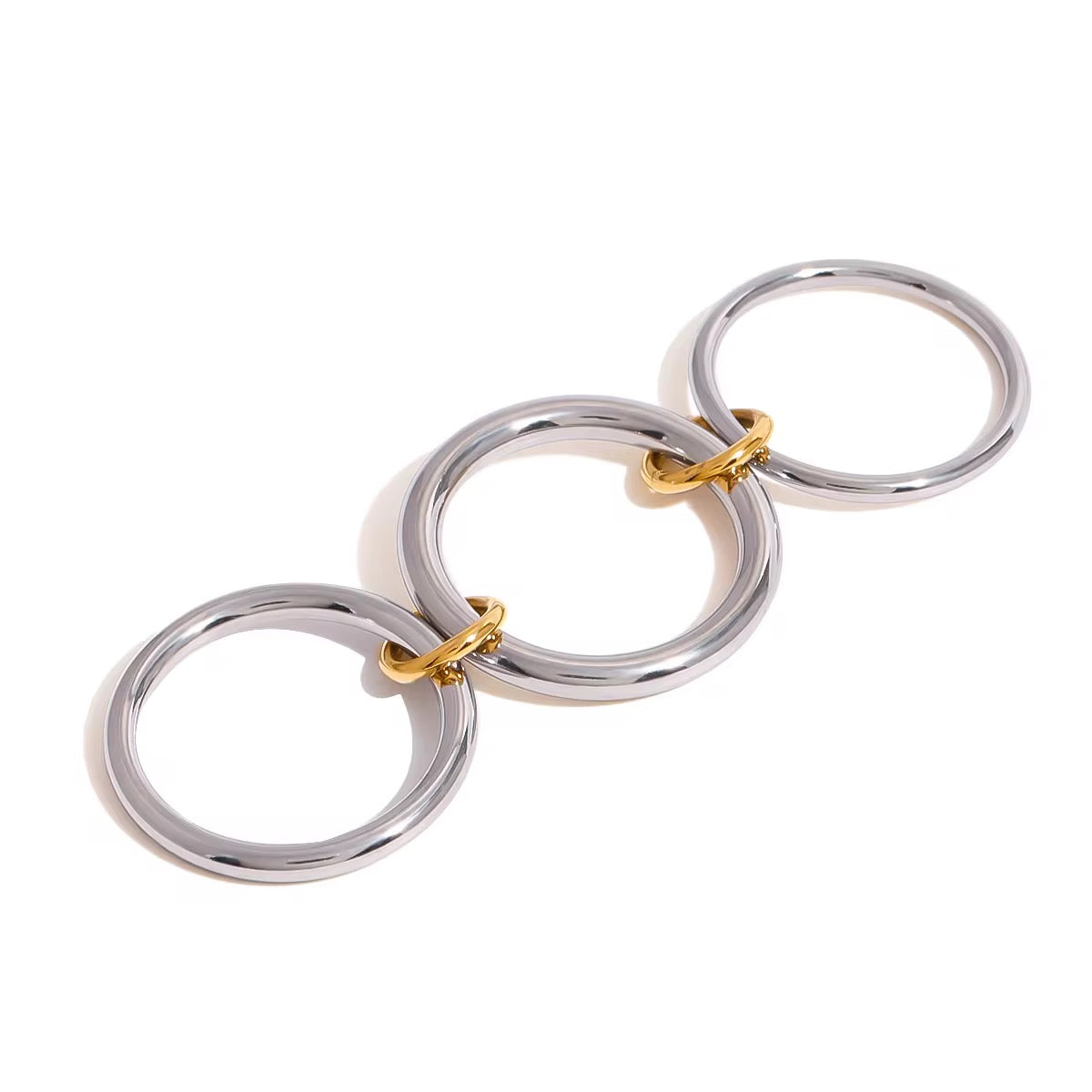 Silver Two Tone Trio Stackable Rings