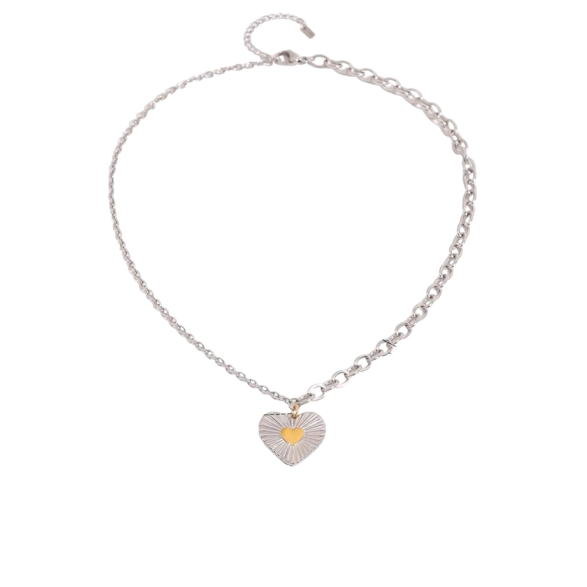Silver Two Tone Heart Necklace