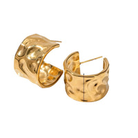 18K Thick Hammer C-Shaped Earrings