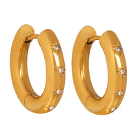 18K CZ Chunky Hoop Earrings