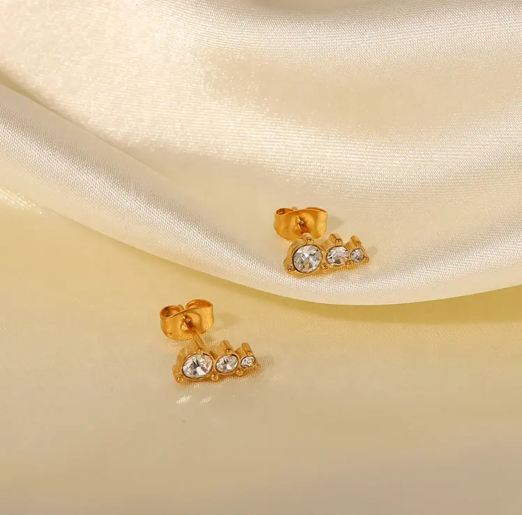 18K Paved Small Zircon Stud Earrings