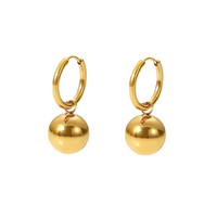 18K Two Tone Ball Drop Hoop Earrings