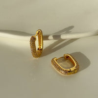 24K CZ U-Shaped Hoop Earrings