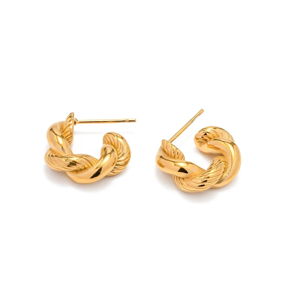 18K Mini Dough Twists Huggie Earrings