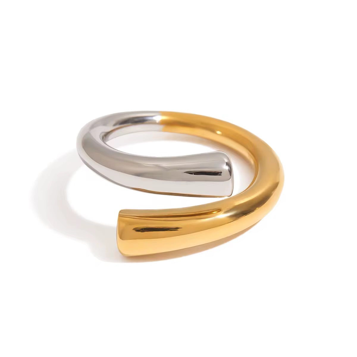 Two Tone Solid Twist Adjustable Ring