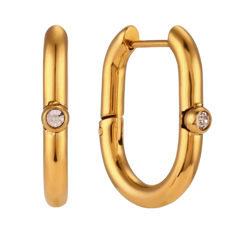 Classic U Hoops in 18K Gold-Plating with Cubic Zirconia