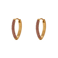 18K V-shape Zircon Huggie Earrings