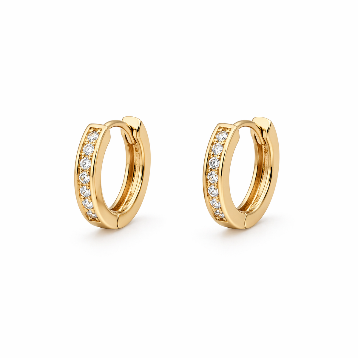 14K CZ Lined Cartilage 10mm Huggies
