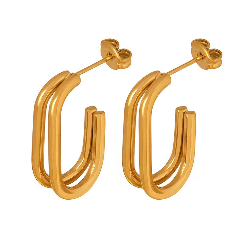 Double J Hoops in 18K Gold-Plating