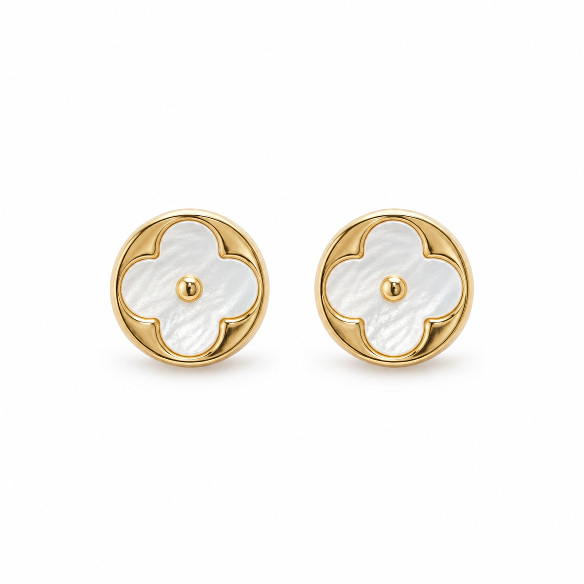 18K Clover Mother of Pearl Studs