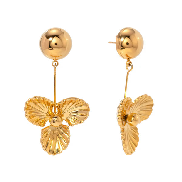 Ball Flower Drops in 18K Gold-Plating