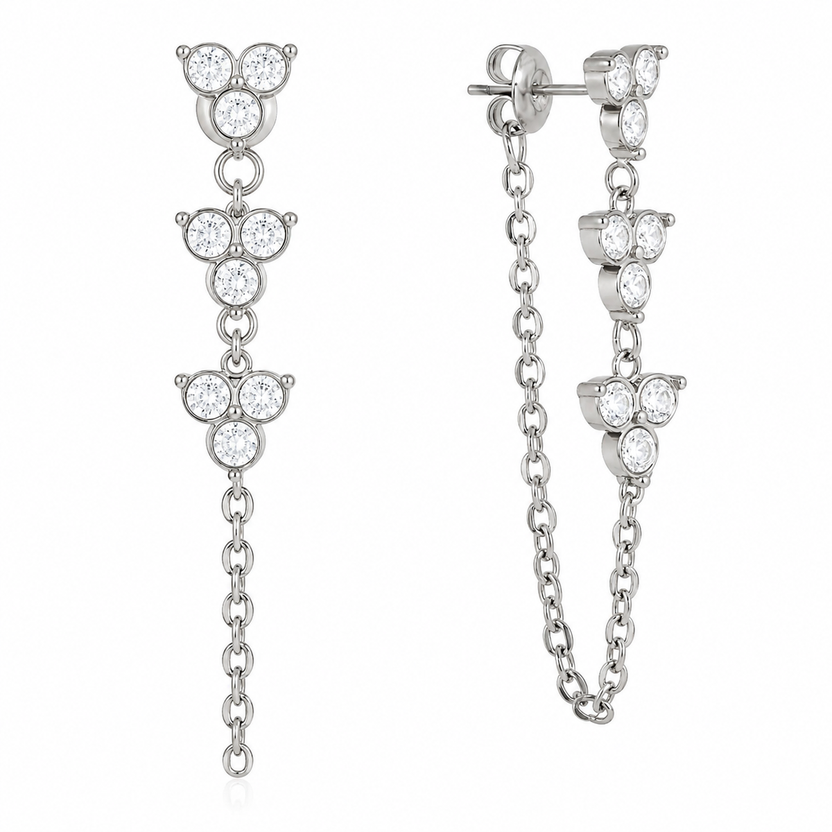 Silver Dainty Clover Loop Earrings