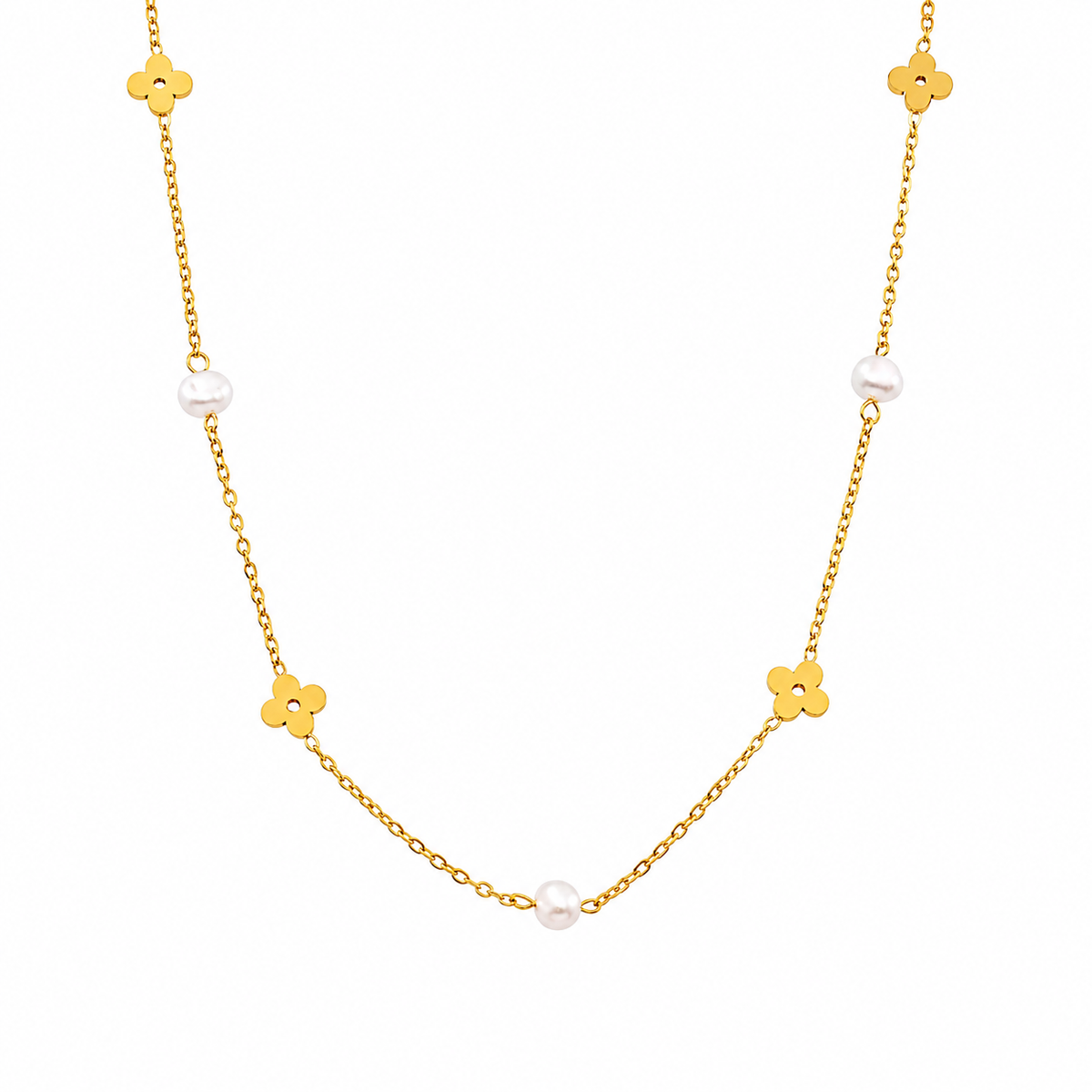 18K Lana Pearl Clover Necklace