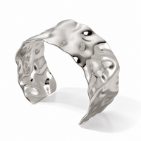 Silver Textured Open Geometric Bangle