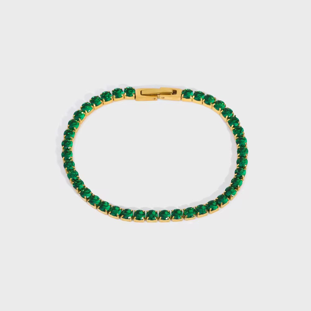 18K Emerald Tennis CZ Bracelet