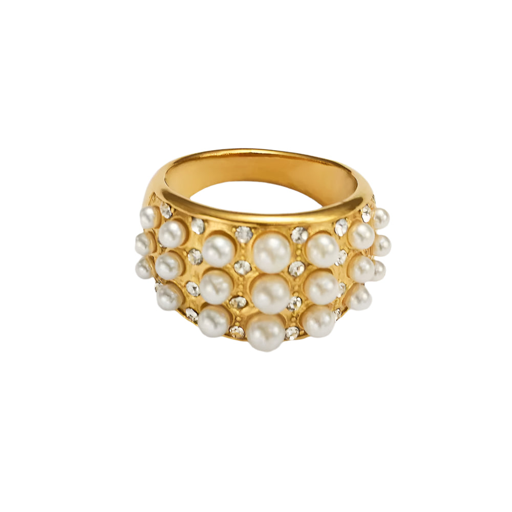 18K Pearl and Diamonds Ring