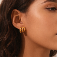 18K Triple Stripes Studs