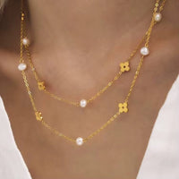 18K Lana Pearl Clover Necklace