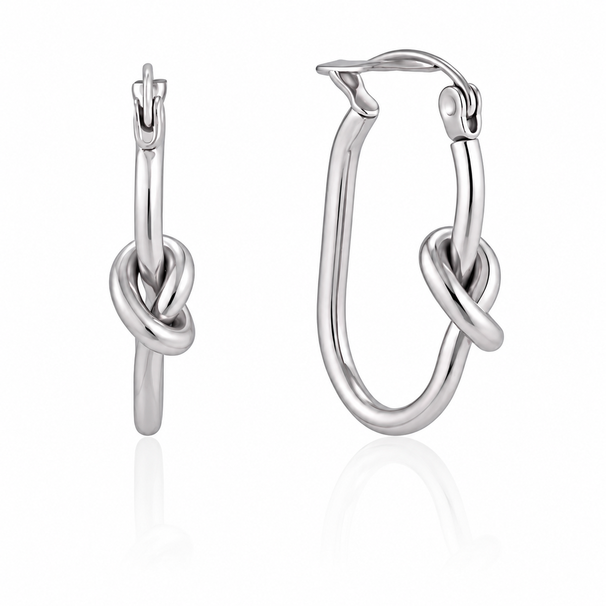Silver Oval Twisted Know Hoops