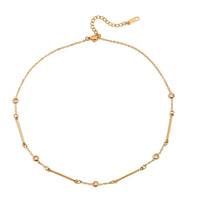 18K Dainty Bar CZ Necklace